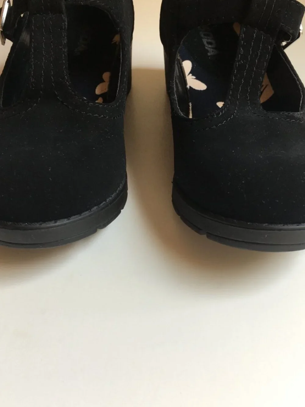New Black Mary Jane Shoes 2 Girls Faux Suede Chunky Heel T-Strap Buckle Dress